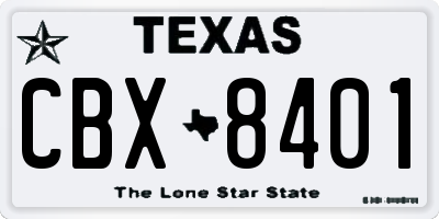 TX license plate CBX8401