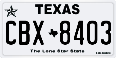 TX license plate CBX8403