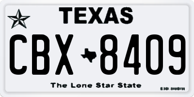 TX license plate CBX8409