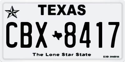 TX license plate CBX8417