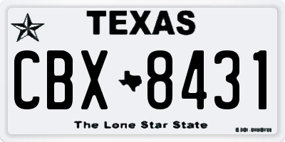 TX license plate CBX8431