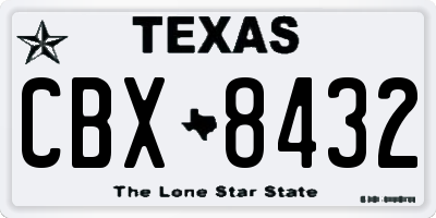 TX license plate CBX8432