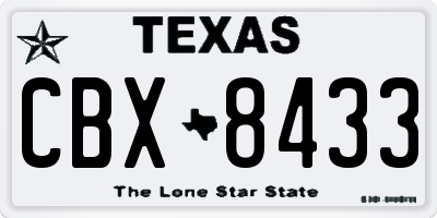TX license plate CBX8433