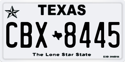 TX license plate CBX8445