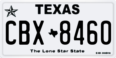 TX license plate CBX8460