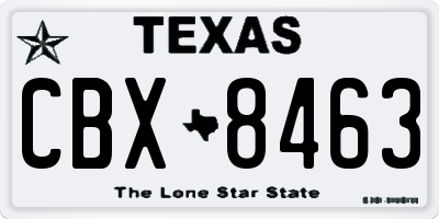 TX license plate CBX8463