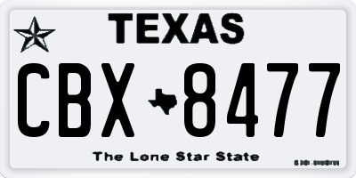 TX license plate CBX8477