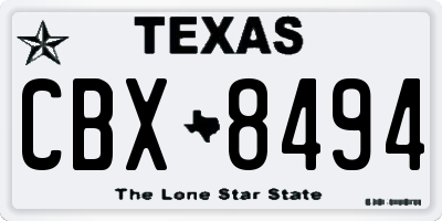 TX license plate CBX8494