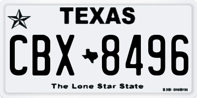 TX license plate CBX8496