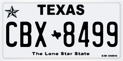 TX license plate CBX8499