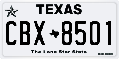 TX license plate CBX8501
