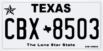 TX license plate CBX8503