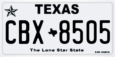 TX license plate CBX8505