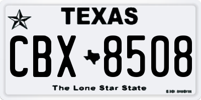 TX license plate CBX8508