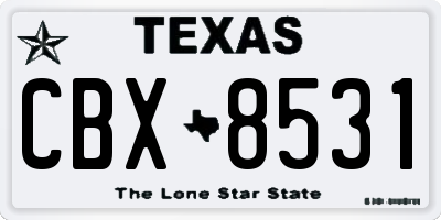 TX license plate CBX8531