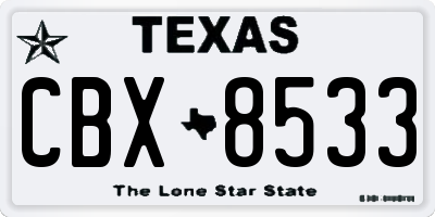 TX license plate CBX8533