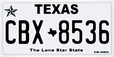 TX license plate CBX8536