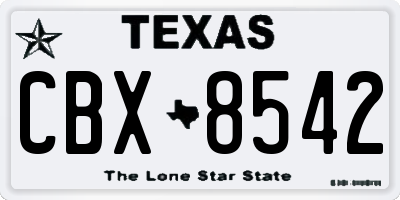 TX license plate CBX8542