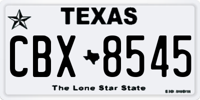 TX license plate CBX8545