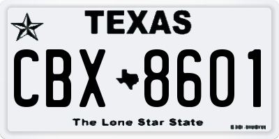 TX license plate CBX8601