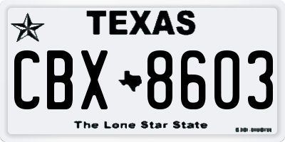 TX license plate CBX8603