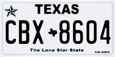 TX license plate CBX8604
