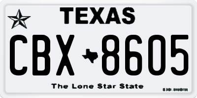 TX license plate CBX8605