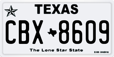 TX license plate CBX8609