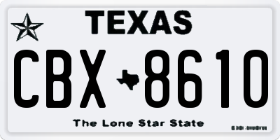 TX license plate CBX8610