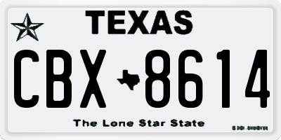 TX license plate CBX8614
