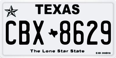 TX license plate CBX8629