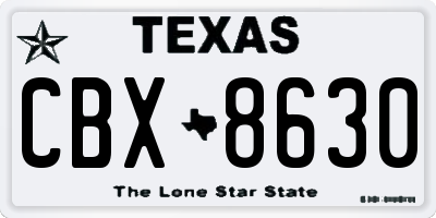 TX license plate CBX8630