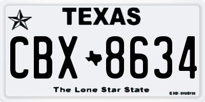 TX license plate CBX8634