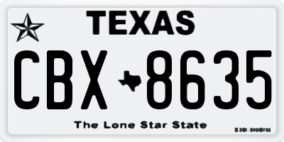 TX license plate CBX8635