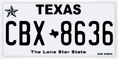 TX license plate CBX8636