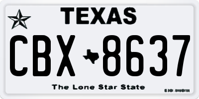 TX license plate CBX8637