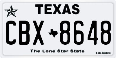 TX license plate CBX8648