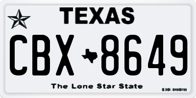 TX license plate CBX8649