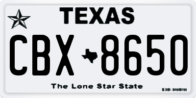 TX license plate CBX8650