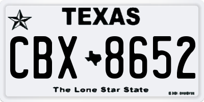 TX license plate CBX8652