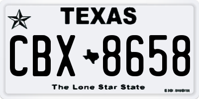 TX license plate CBX8658