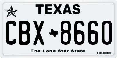 TX license plate CBX8660