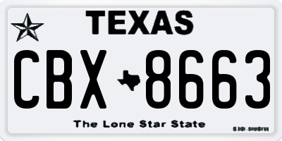 TX license plate CBX8663