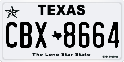 TX license plate CBX8664