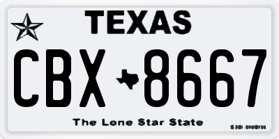 TX license plate CBX8667