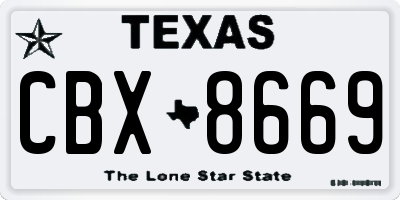 TX license plate CBX8669