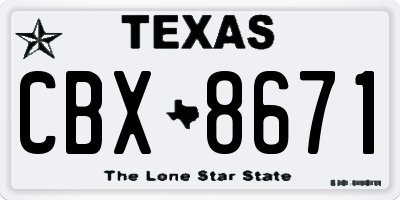TX license plate CBX8671