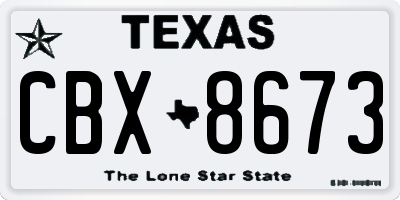 TX license plate CBX8673