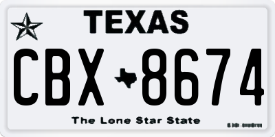 TX license plate CBX8674