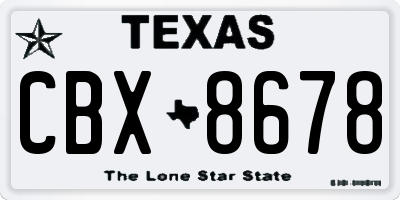 TX license plate CBX8678